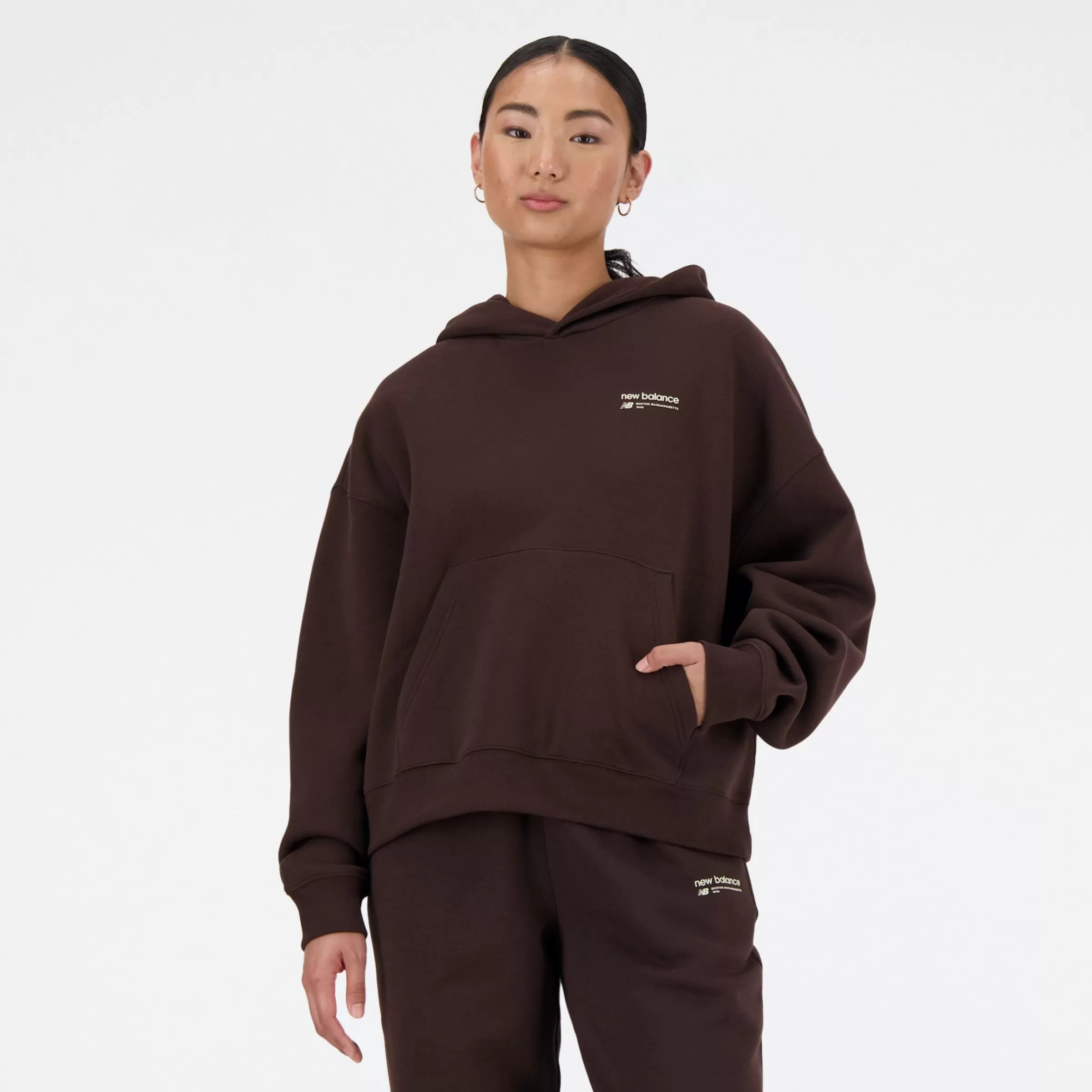 WOMEN New Balance Clothing | Women'sLinear Heritage Brushed Back Fleece Hoodie