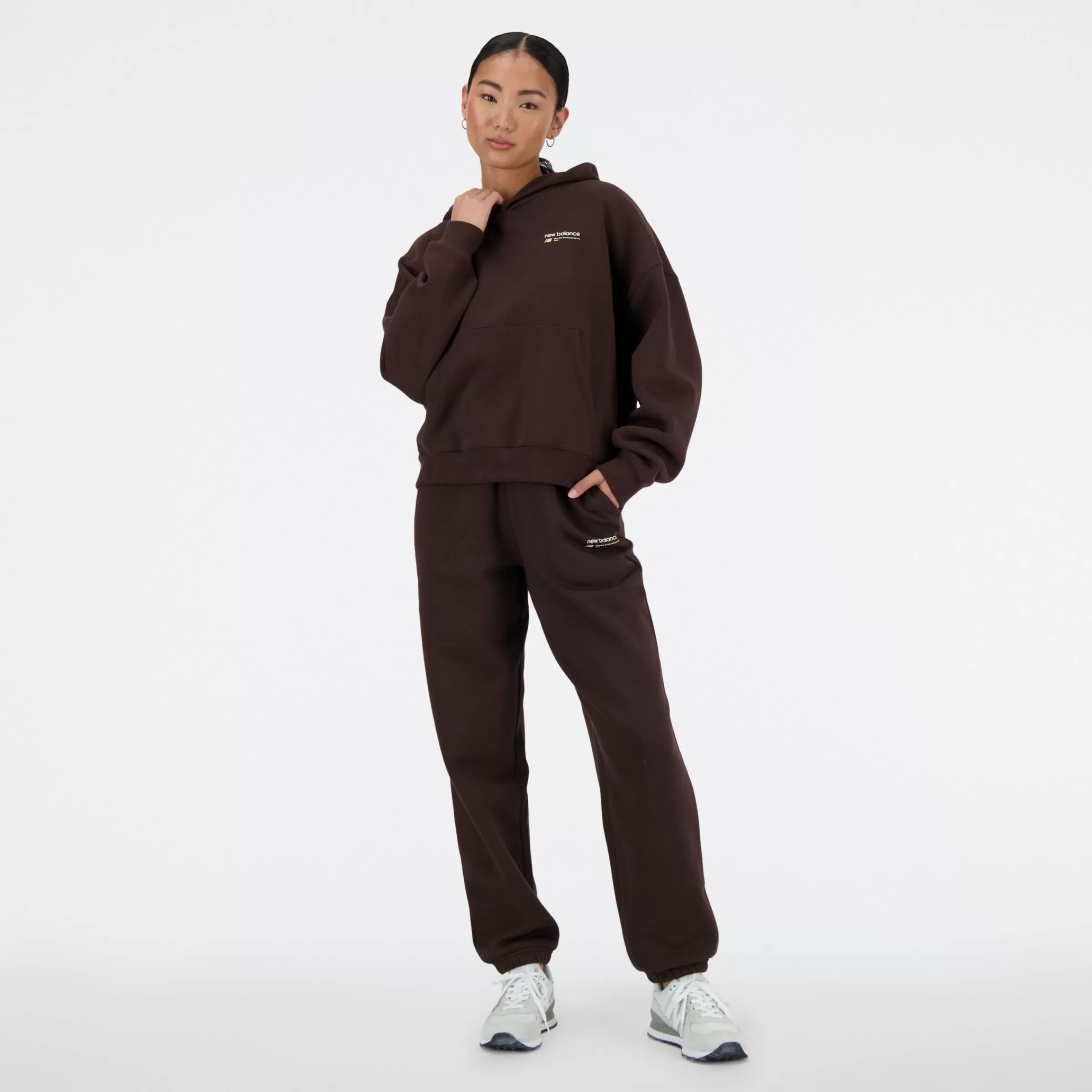 WOMEN New Balance Clothing | Women'sLinear Heritage Brushed Back Fleece Hoodie